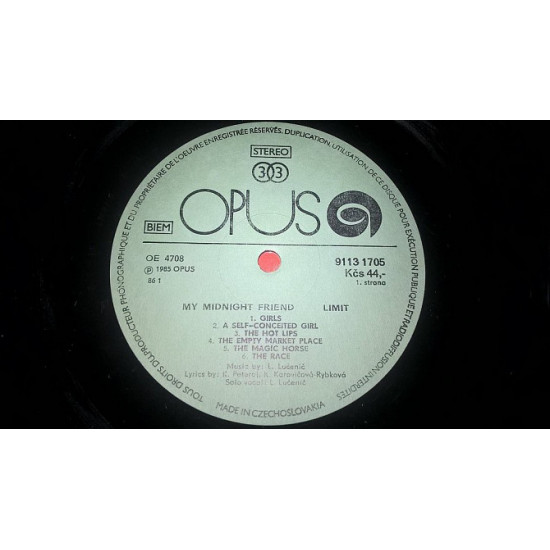 Limit (My Midnight Friend) 1985. (LP). 12. Vinyl. Plastinka. Laminate. Czechoslovakia. Limit (My Midnight Friend) 1985. (LP). 12. Vinyl. Plastinka. Laminate. Czechoslovakia.