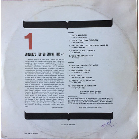 Alan Caddy – Englands Top 20 Smash Hits - 1 LP MINT Alan Caddy – Englands Top 20 Smash Hits - 1 LP MINT