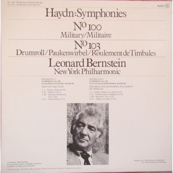 Joseph Haydn, Leonard Bernstein, The New York Philharmonic Orchestra - Symphonies 100 & 103 (LP, Alb Joseph Haydn, Leonard Bernstein, The New York Philharmonic Orchestra - Symphonies 100 & 103 (LP, Alb