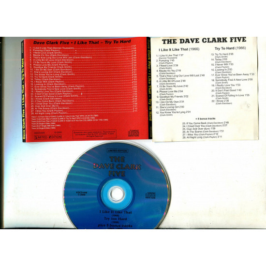 Продаю CD The Dave Clark 5 “I Like It Like That” – 1966/“Try To Hard” – 1966 + 6 bonus Продаю CD The Dave Clark 5 “I Like It Like That” – 1966/“Try To Hard” – 1966 + 6 bonus