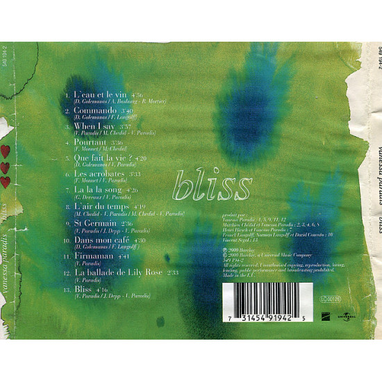 Продаю СD Vanessa Paradis “Bliss” – 2000 Продаю СD Vanessa Paradis “Bliss” – 2000