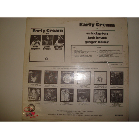 ERIC CLAPTON, JACK BRUCE & GINGER BAKER-The Early cream of 1975 USA ERIC CLAPTON, JACK BRUCE & GINGER BAKER-The Early cream of 1975 USA