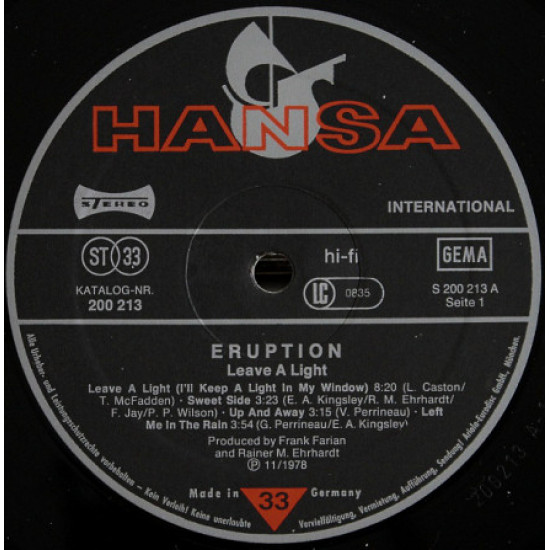 Eruption – Leave A Light 1979 (Другий студійний альбом) Eruption – Leave A Light 1979 (Другий студійний альбом)