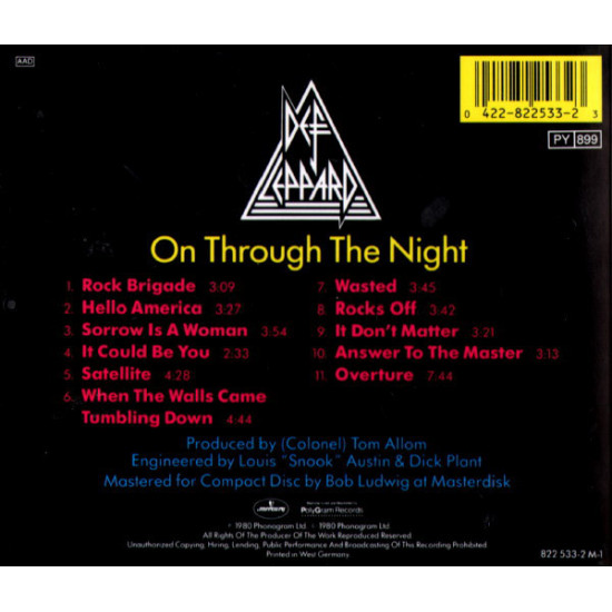 DEF LEPPARD On Through The Night CD DEF LEPPARD On Through The Night CD