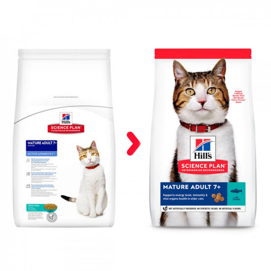Hills Science Plan Feline Mature Adult 7+ Tuna Сухой корм для пожилых кошек с тунцом Hills Science Plan Feline Mature Adult 7+ Tuna Сухой корм для пожилых кошек с тунцом