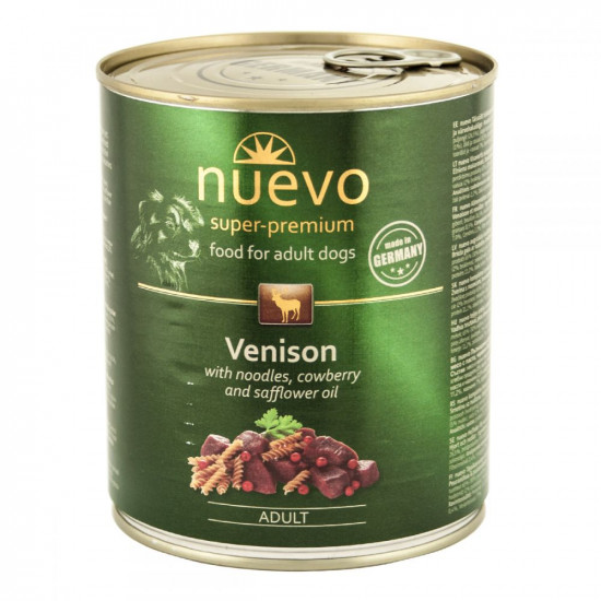 Nuevo Adult Vension with Noodles, Cowberry and Safflower Oil Консерви для собак оленина з локшиною, брусницею і сафлоровим маслом Nuevo Adult Vension with Noodles, Cowberry and Safflower Oil Консерви для собак оленина з локшиною, брусницею і сафлоровим маслом