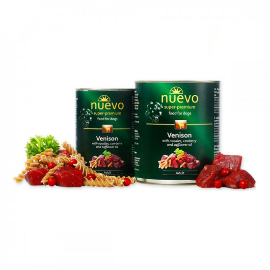 Nuevo Adult Vension with Noodles, Cowberry and Safflower Oil Консерви для собак оленина з локшиною, брусницею і сафлоровим маслом Nuevo Adult Vension with Noodles, Cowberry and Safflower Oil Консерви для собак оленина з локшиною, брусницею і сафлоровим маслом