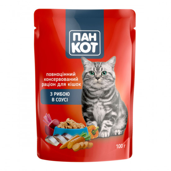 Пан-Кіт (пауч) Консерви для кішок з рибою в соусі), '<p>Пан-Кіт (пауч) Консерви для кішок з рибою в соусі Консерва для дорослих кішок усіх порід з рибою в соусі. вміст м'ясної складової - не менше 80%. Не містить екстрактів білків рослинного походження, с Пан-Кіт (пауч) Консерви для кішок з рибою в соусі), '<p>Пан-Кіт (пауч) Консерви для кішок з рибою в соусі Консерва для дорослих кішок усіх порід з рибою в соусі. вміст м'ясної складової - не менше 80%. Не містить екстрактів білків рослинного походження, с